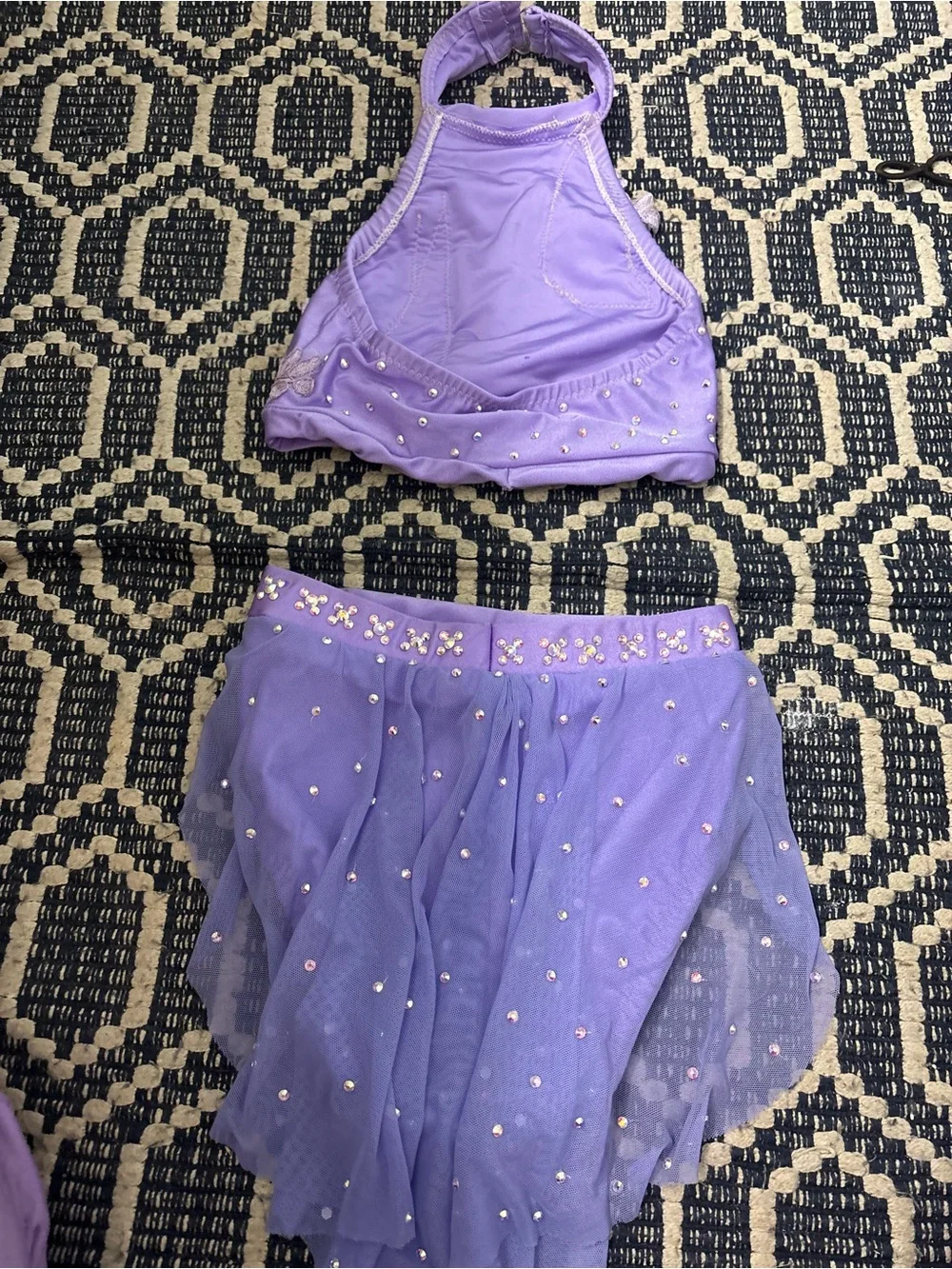 Lilac Embellished Girls' Dance Costume Two-Piece Set